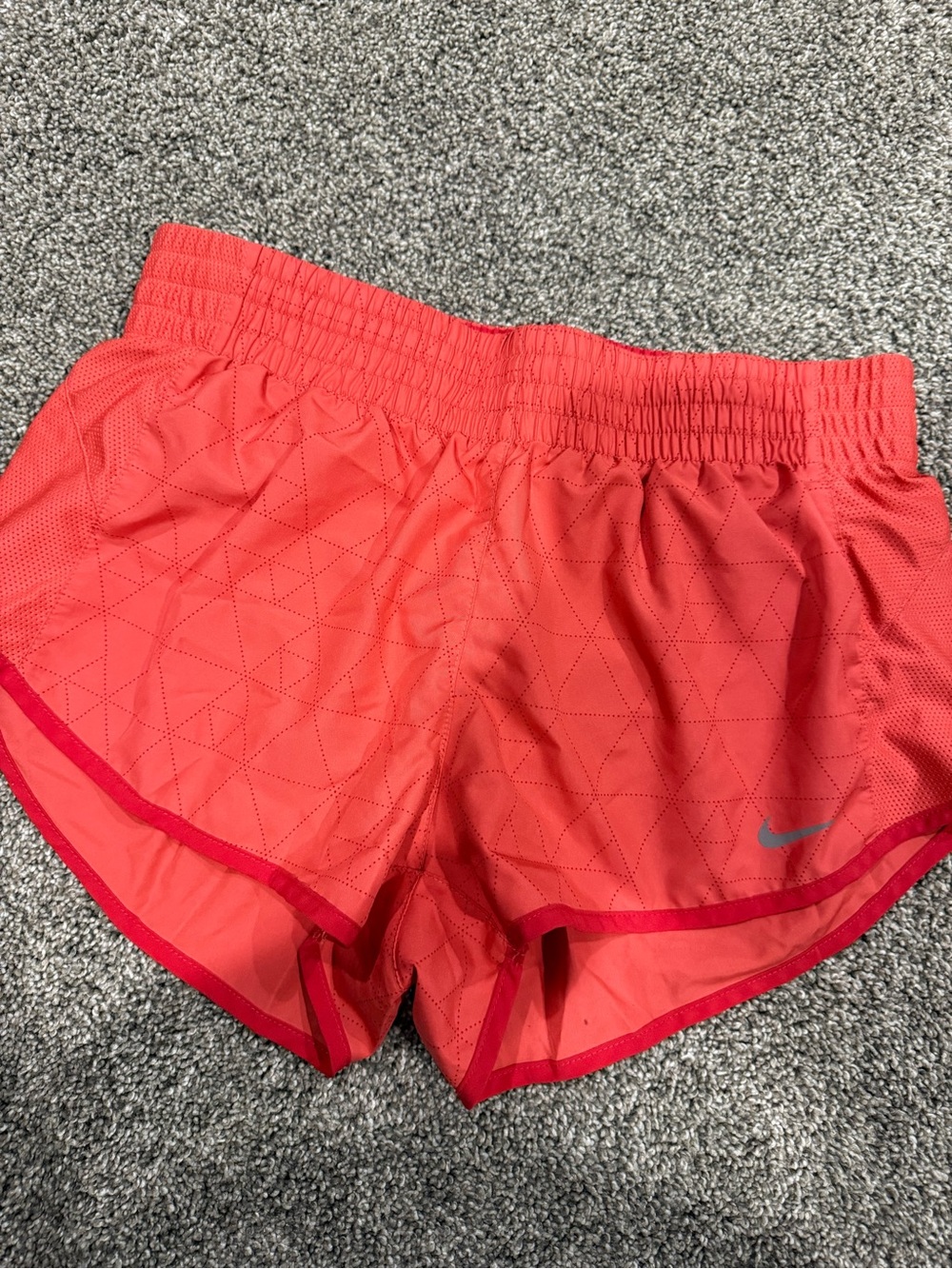 Nike Women's Bright Coral Athletic Shorts with Reflective Swoosh